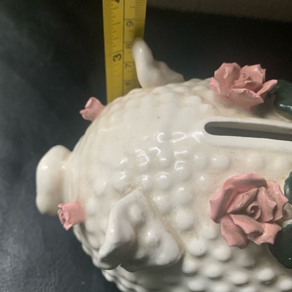 Vintage Milk glass Hobnail Lefton Piggy bank - Picture 5 of 9